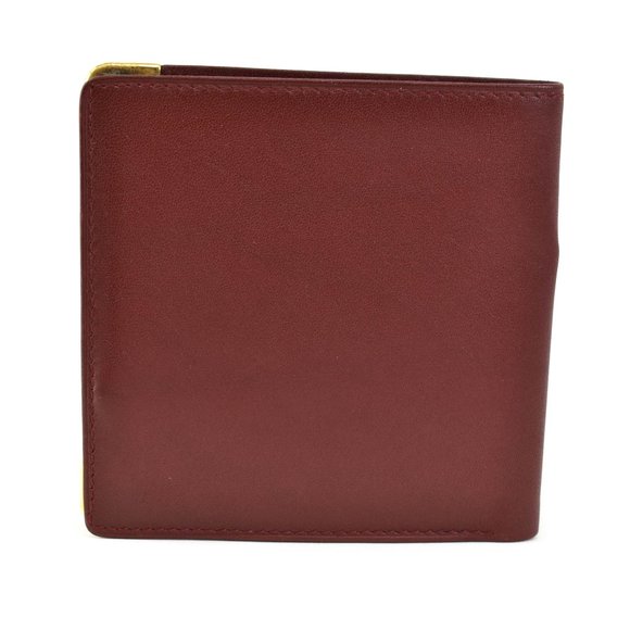 CARTIER: Burgundy, Leather Double C Logo Wallet pm - Picture 3 of 10